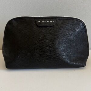 Ralph Lauren Black Pebbled Cosmetic Bag Makeup Pouch Travel Case